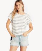 Vince Camuto Vince Camuto S/l Drawstring Waist Nubby Stripe Top