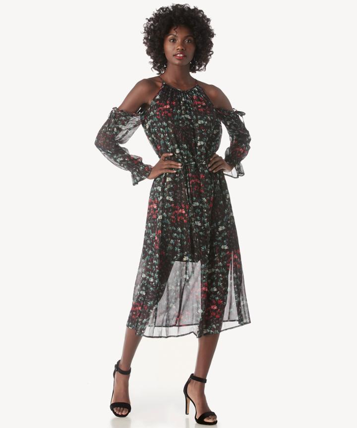 1. State 1. State Halter Neckline Cold Shoulder Maxi Dress