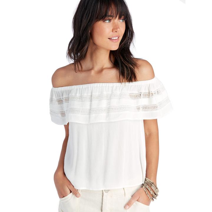 1. State 1. State Off Shoulder Ruffle Top - Cloud-xs