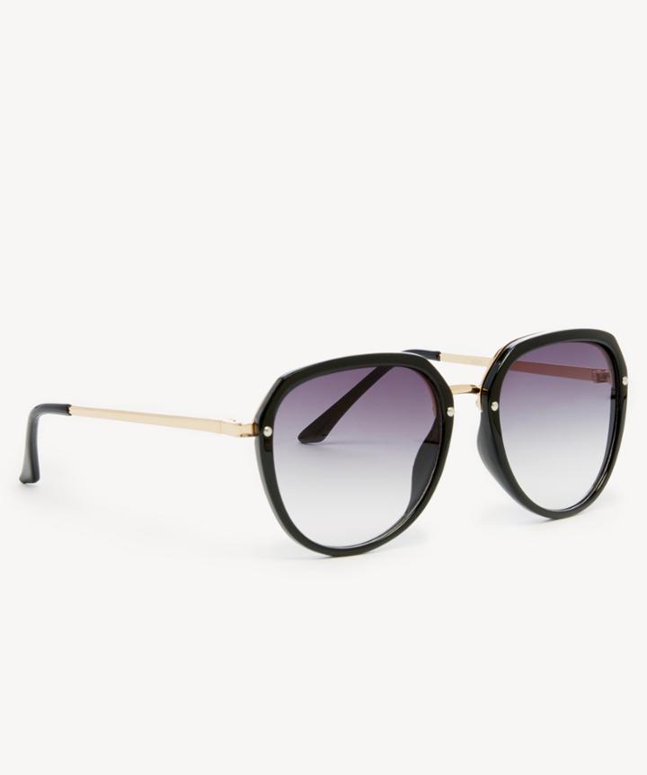 Sole Society Sole Society Charli Slim Frame Round Sunglasses - Black-one Size