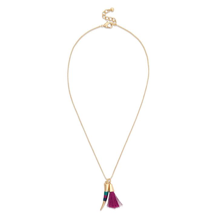 Sole Society Sole Society Horn And Tassel Pendant Necklace - Gold