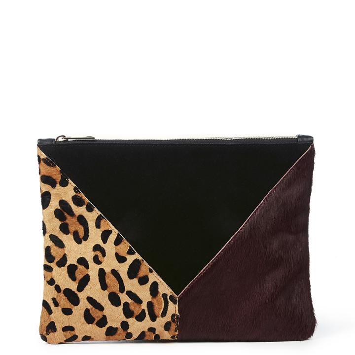 Sole Society Sole Society Shailey Genuine Haircalf Patchwork Clutch - Leopard Multi