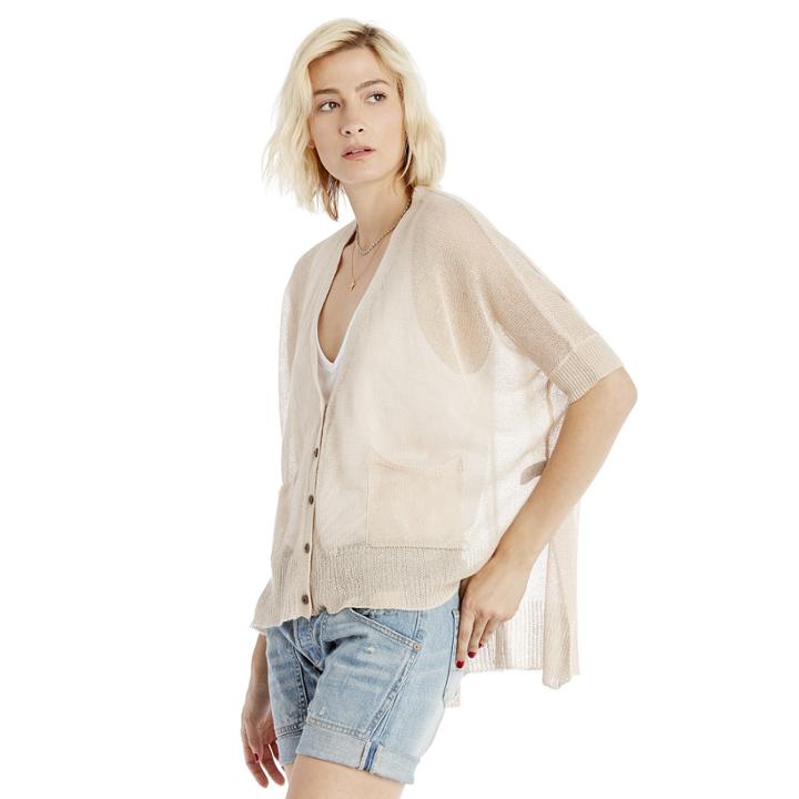 Sole Society Sole Society Sheer Cardigan With Pockets - Taupe