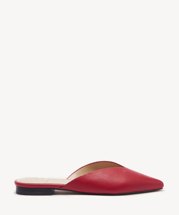Sole Society Women's Rosemond V Cut Slides Red Size 5 Haircalf From Sole Society
