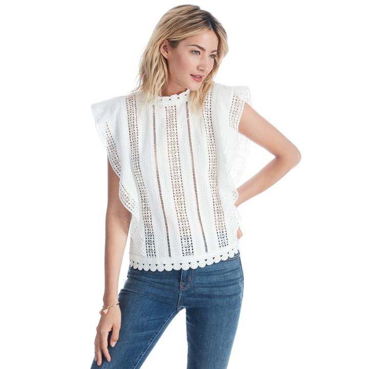 J.o.a. J.o.a. Lace Mix Top - White-xs