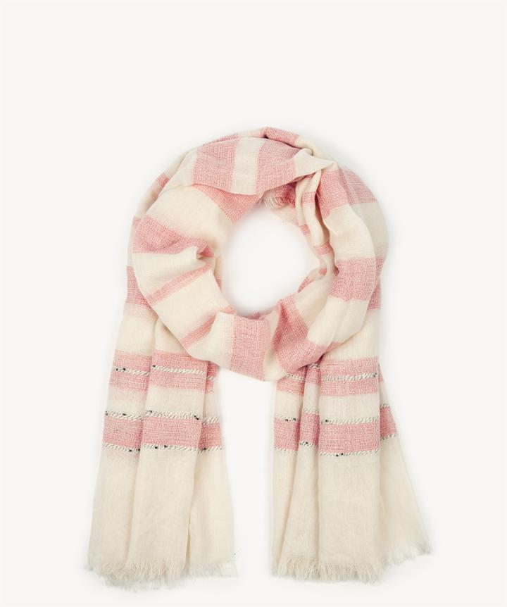 Sole Society Sole Society Jacquard Stripe Scarf Coral Combo One Size Cotton Nylon