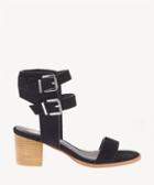 Sol Sana Sol Sana Porter Heels Ii Double Ankle Strap Sandals: Wood Sole/ Black Size 7 Suede From Sole Society