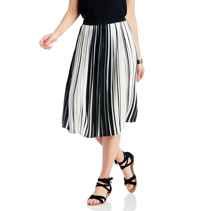Vince Camuto Vince Camuto Linear Accordian Stripe Skirt - Rich Black-0