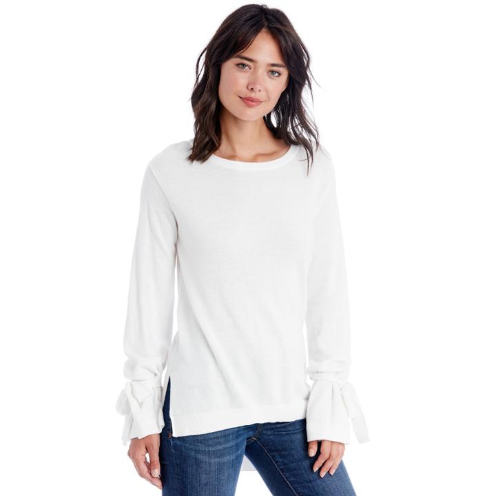 1. State 1. State Crewneck Sweater W/ Sleeve Cuff Ties - Cloud