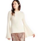 J.o.a. J.o.a. Bell Sleeve Rib Knit Top - Beige-xs