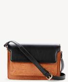 Sole Society Sole Society Draya Croc Embossed Crossbody Bag In Color: Cognac Combo Vegan Leather