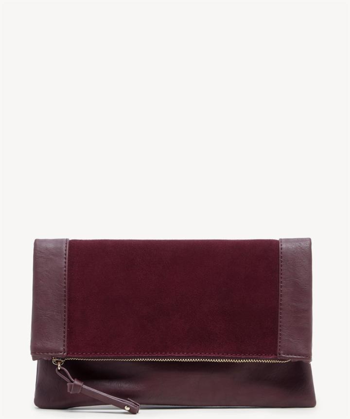 Sole Society Sole Society Jemma Genuine Suede Clutch Oxblood Vegan Leather