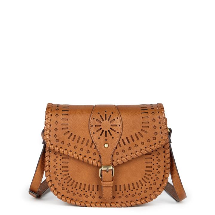 Sole Society Sole Society Kianna Lasercut Saddle Bag - Cognac