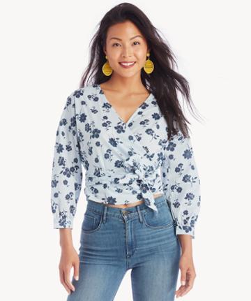Moon River Moon River Wrap Top - Sky Top-xs