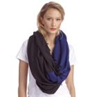 Sole Society Sole Society Two Way Fringe Scarf - Black Navy-one Size