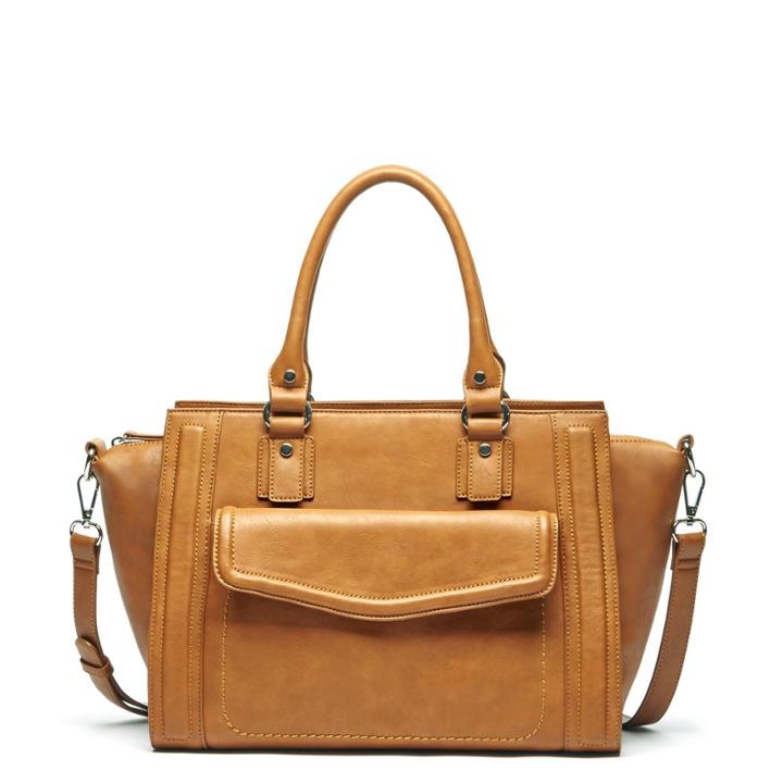 Sole Society Sole Society Johnson Medium Satchel With Front Pocket - Cognac
