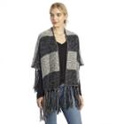Sole Society Sole Society Stripe Ruana With Fringe - Black-one Size