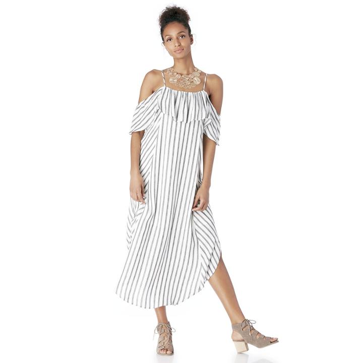 Astr Astr Lorena Dress - White-black Stripe-xs