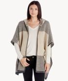 Sole Society Sole Society Simple Striped Hoodie Poncho Taupe One Size Os Acrylic