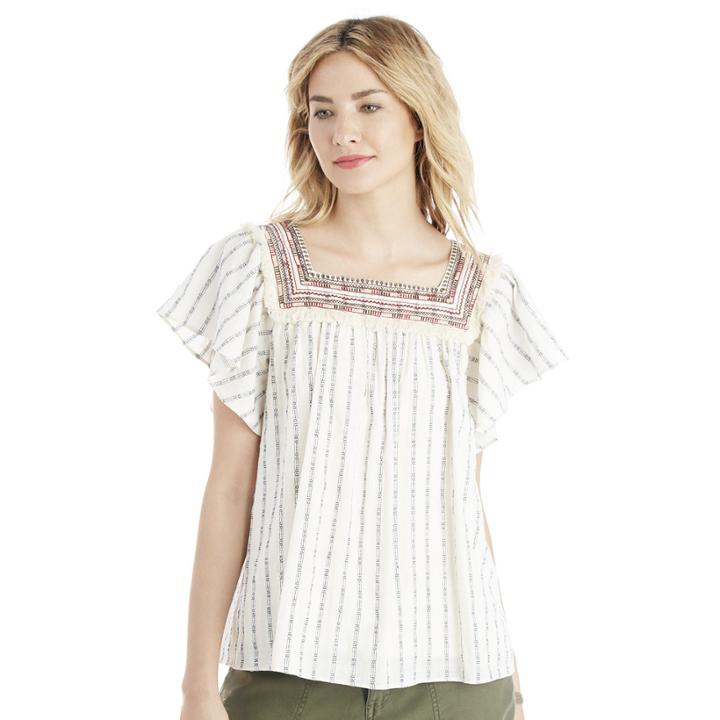 Moon River Moon River Square Neck Top - Natural