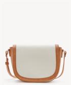 Sole Society Sole Society Finnigan Mixed Material Crossbody Bag In Color: Cream Camel Vegan Leather