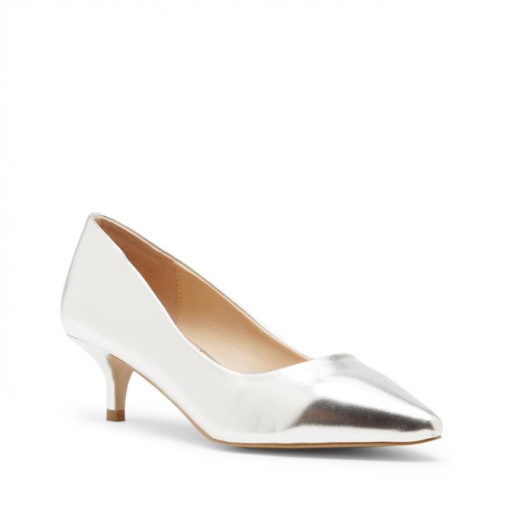 Sole Society Sole Society Leia Kitten Heel Pump - Silver-5.5