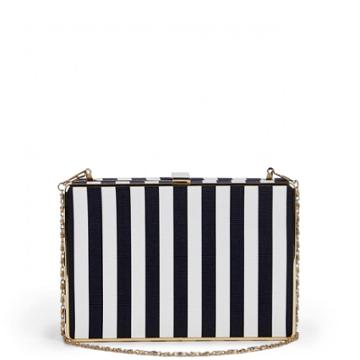 Sole Society Sole Society Mischa Stripe Box Clutch - Black White