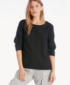 1. State 1. State Crewneck Pintuck Sleeve Blouse Rich Black Size Extra Small From Sole Society