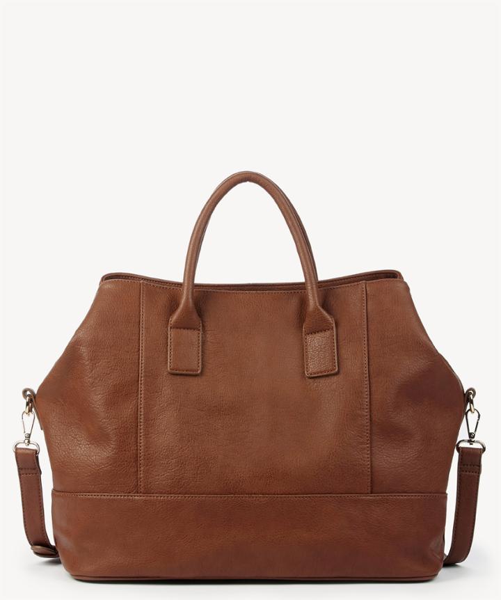 Sole Society Sole Society Chasity Vegan Paneled Weekender Bag Cognac Leather