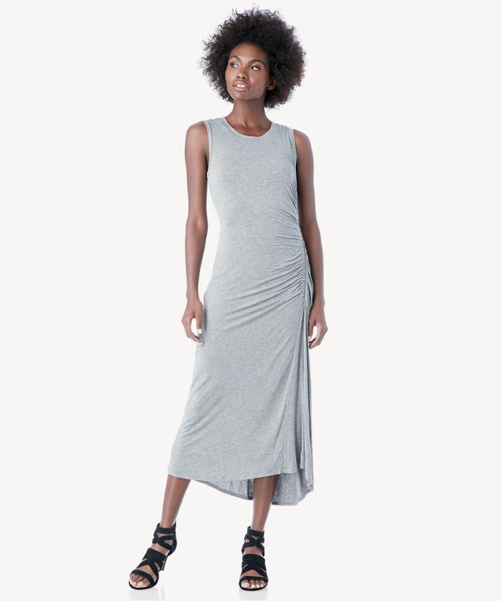 Heather Asymmetrical Shirred Midi Tank Dress Light Heather Grey Size Small From Sole Society