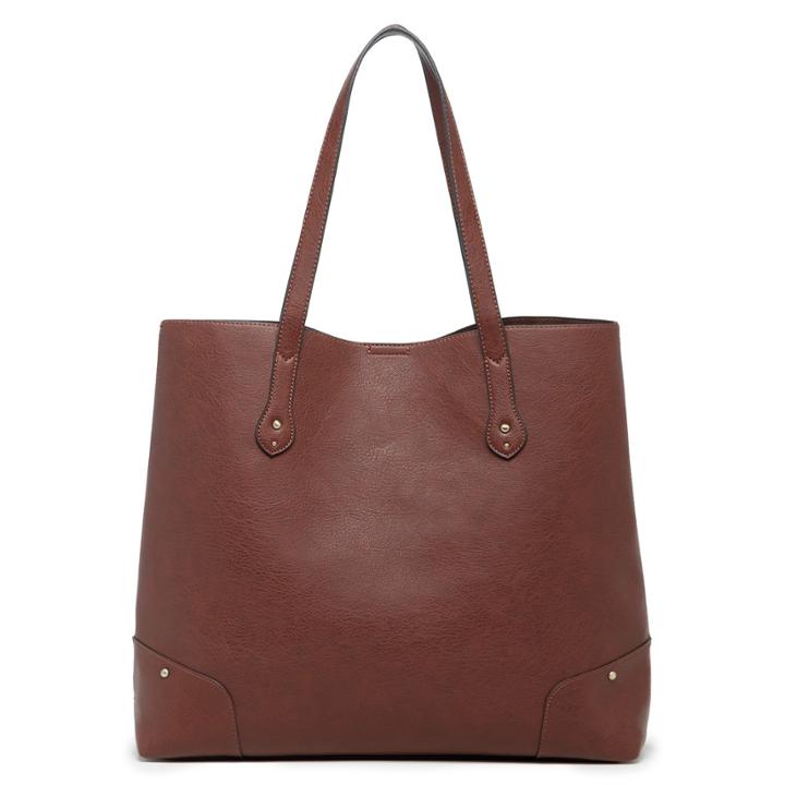 Sole Society Sole Society Rome Vegan Leather Studded Tote - Chestnut-one Size