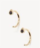 Sole Society Sole Society Gold Plated Cz Earrings Black One Size Os