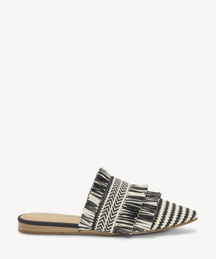 Lucky Brand Lucky Brand Baoss Pointed Toe Flats Black/natural Size 5 Leather Rafia From Sole Society