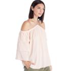 1. State 1. State Tiered Sleeve Cold Shoulder Blouse - Shadow Pink-xs