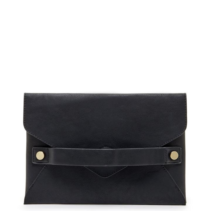 Sole Society Sole Society Karen Vegan Foldover Clutch W/ Stud Detail - Black-one Size