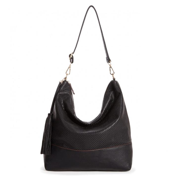 Sole Society Sole Society Emmie Perforated Hobo W/ Tassel - Black-one Size