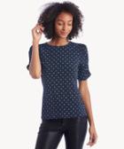 Vince Camuto Vince Camuto Women's Ruched Sleeve Romantic Dots Top In Color: Classic Navy Size Xs From Sole Society
