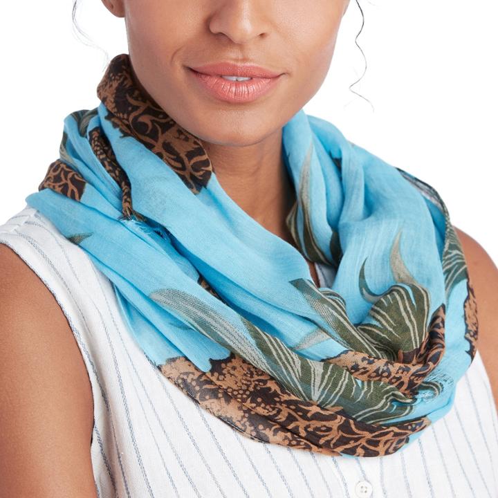 Sole Society Sole Society Graphic Tropical Print Scarf - Blue Multi