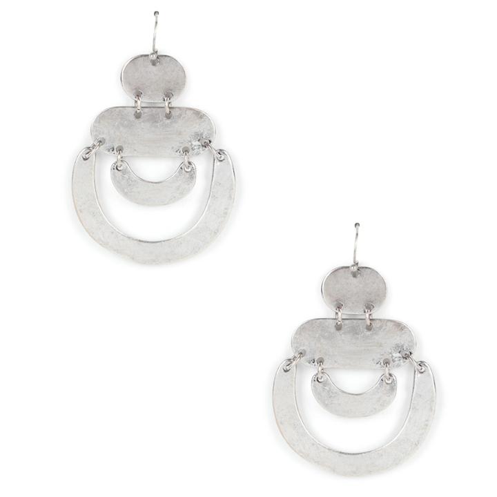 Sole Society Sole Society Geo Linear Statement Earrings - Silver