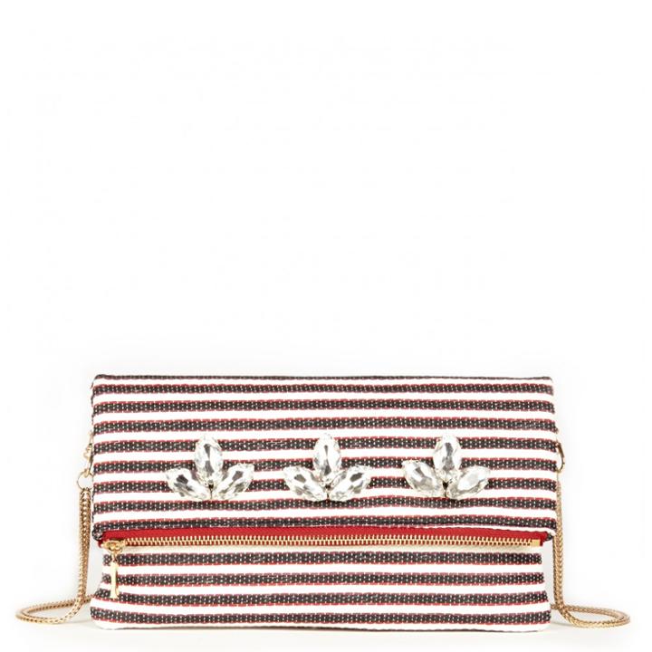 Sole Society Sole Society Renee Foldover Clutch - Blue Stripe-one Size