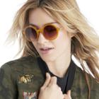 Sole Society Sole Society Yoko Vintage Inspired Round Sunglasses - Amber