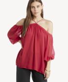 1. State 1. State Women's Long Sleeve High Neck Blouse With Chiffon Sleeves In Color: Red Size Large From Sole Society