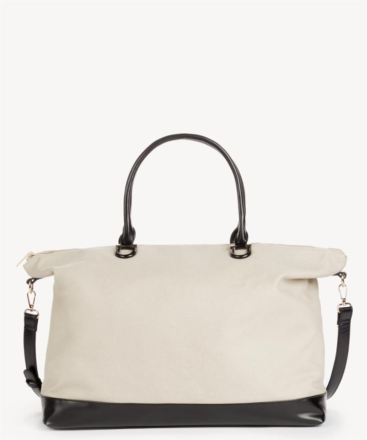 Sole Society Sole Society Maris Duffel Canvas Weekender W/ Vegan Trim Bag Natural/black Leather