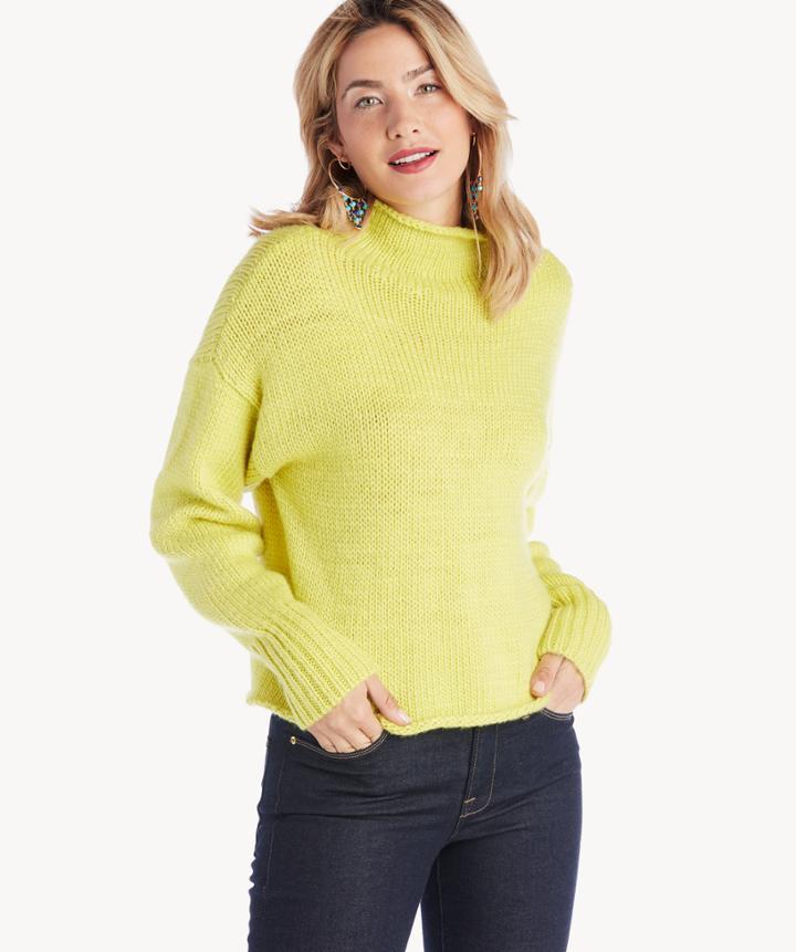 Sanctuary Sanctuary Women's Curl Up Sweater In Color: Acid Green Size Xs From Sole Society