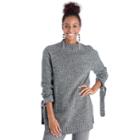 Moon River Moon River Two Tone Side Slit Sweater - Charcoal-xs
