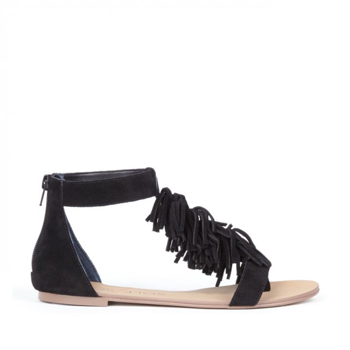 Sole Society Sole Society Koa Fringe Flat Sandal - Black-5