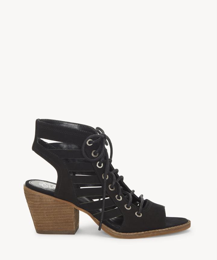 Vince Camuto Vince Camuto Women's Chesten Cage Lace Up Sandals Black Size 5 Leather From Sole Society