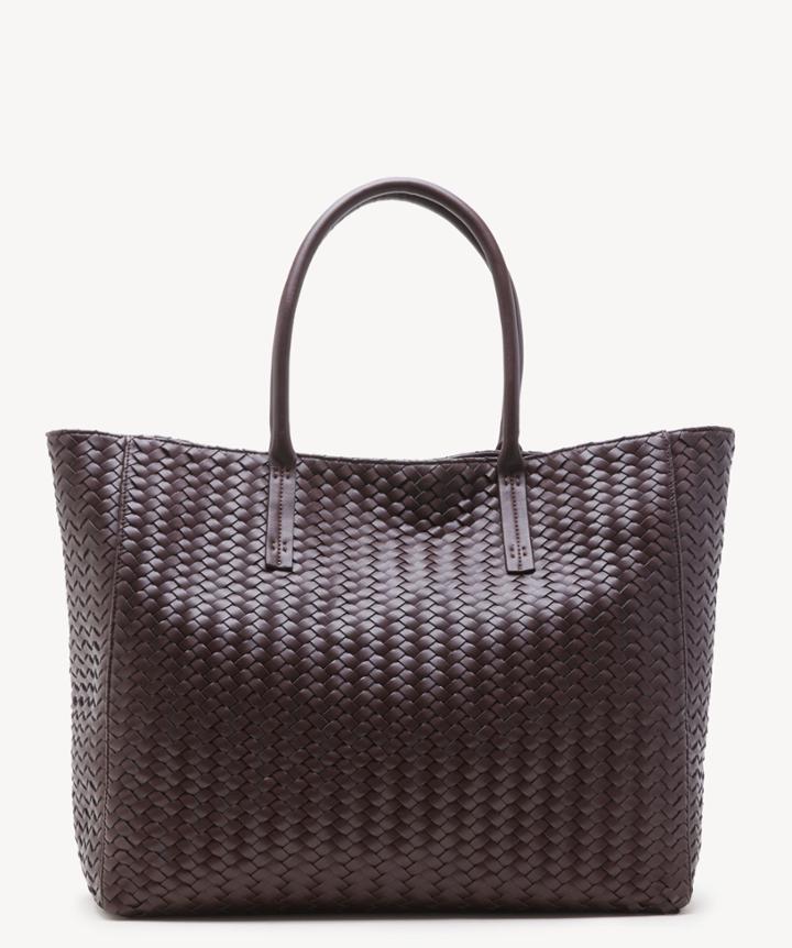 Sole Society Women's Jera Tote Casual Woven Espresso Vegan Leather From Sole Society