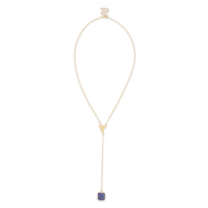 Sole Society Sole Society Natural Stone Y-necklace - Blue Lapis-one Size