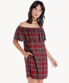 Sanctuary Sanctuary Stella Cabernet Off Shoulder Dress Tartan Plaid Plaid Size Extra Small From Sole Society